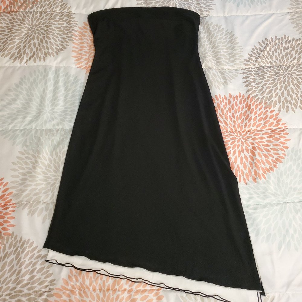 Vintage Express Strapless Asymmetric Dress - Black White